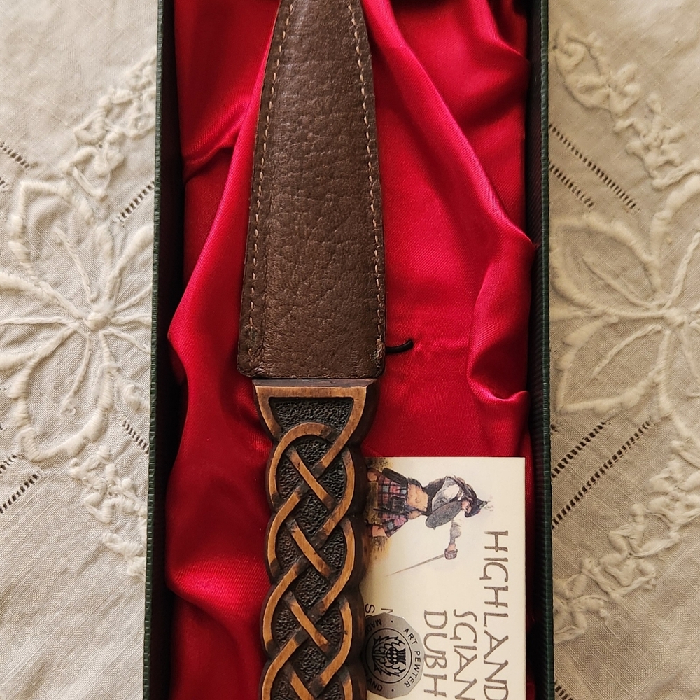 Scotland Dirk Letter Opener, Leather Sheath & Celtic Braid Handle